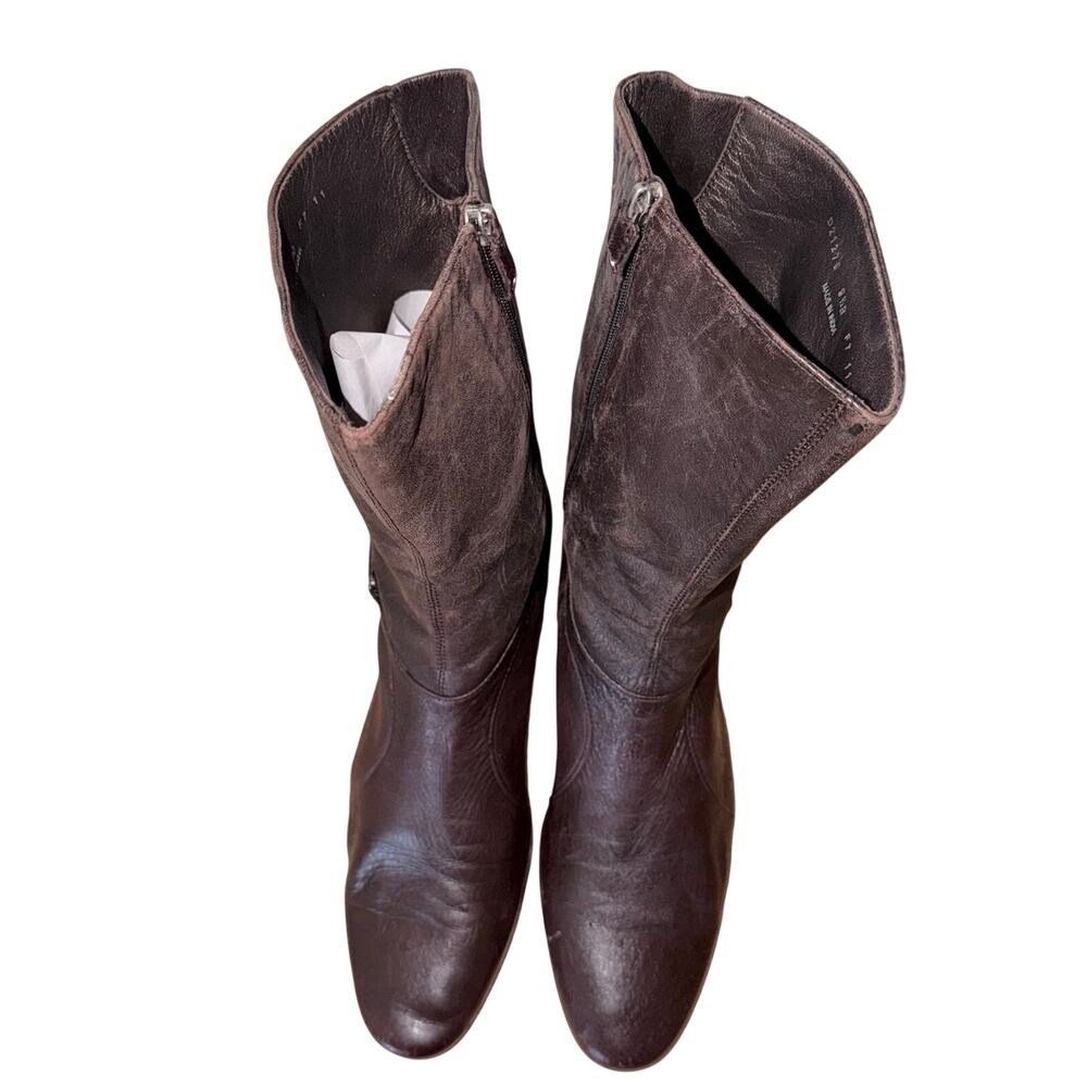 Cole Haan Brown Leather Mid Calf Boots Size 9.5 Western Witchy Heel heritage - Picture 5 of 9